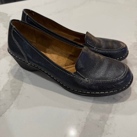 Naturalizer Shane Leather SlipOn Loafer Block Heel Womens 11M Dark Brown Stretch - Picture 10 of 10